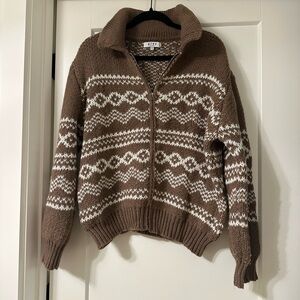 Grey Bandit Brown Zip Up Sweater